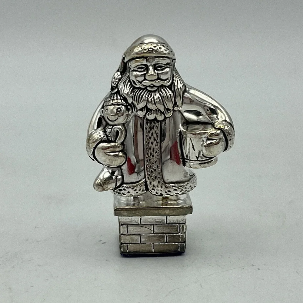 12 Silverplate Table Place Card Holders Santa Wallace Silversmith Christmas 3‎